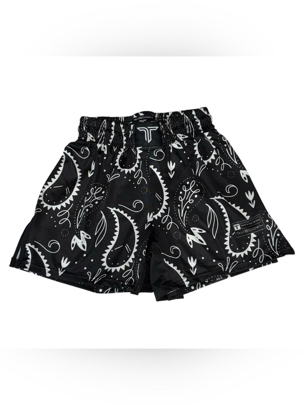 Takedown MMA Training Shorts Mens Small Black Paisley Bandana BJJ Grappling Gym